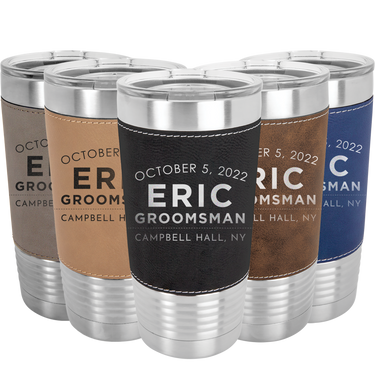Custom 20 oz Leather Tumbler Groomsmen and Best Man Gift